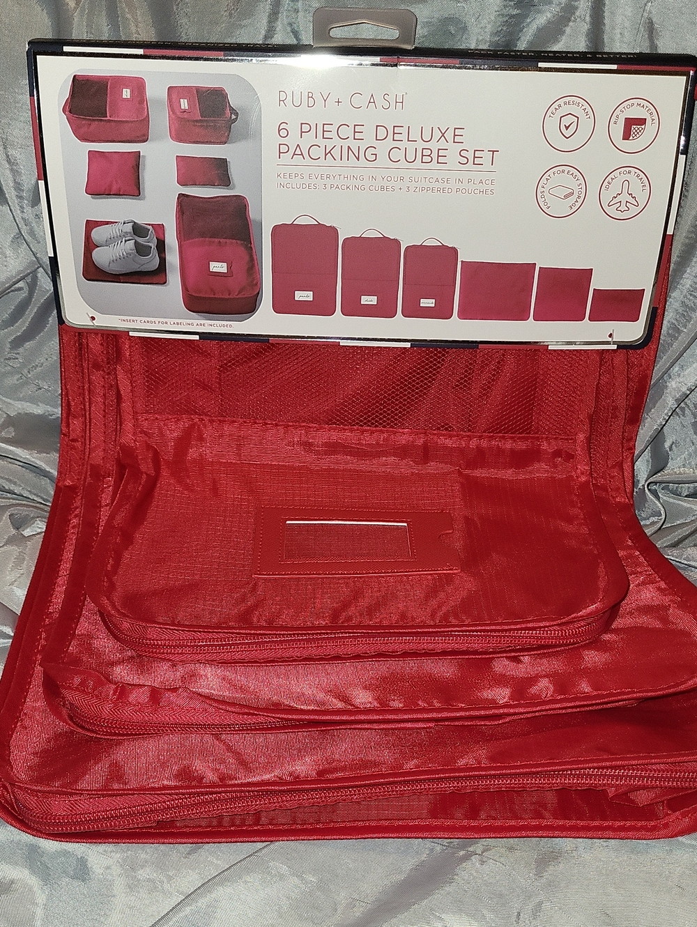 RUBY + CASH Red 6-Piece Deluxe Packing Cube Set Rt Ls